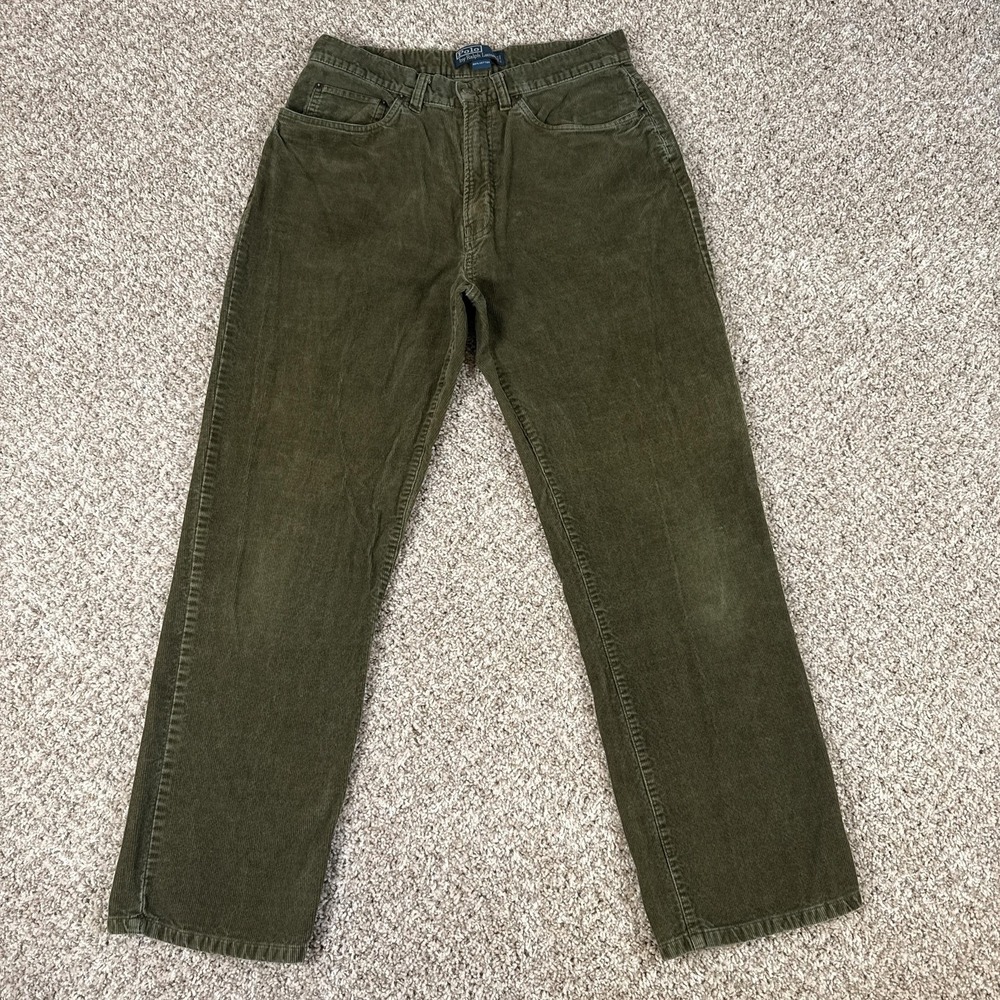 Polo Ralph Lauren Jeans Mens 33x30 Green Corduroy 5 Pocket Straight Leg